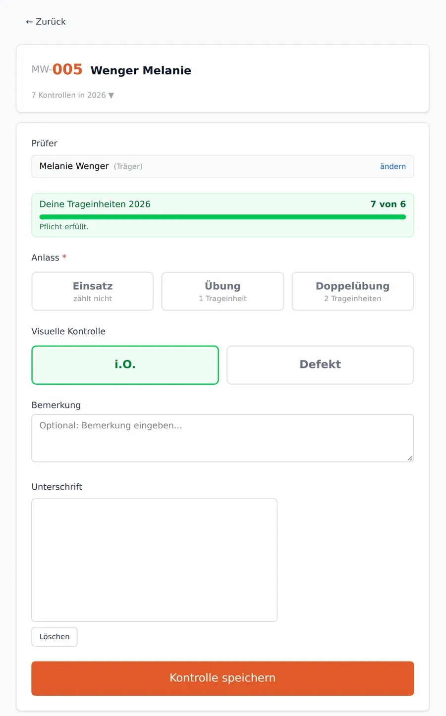Formular Maskenkontrolle